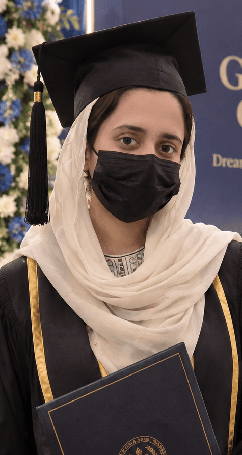 Malkan Shaheen at her graduation ceremony